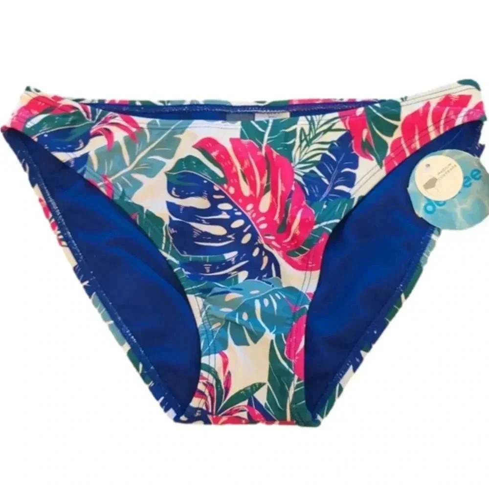 DECREE leaf print hipster bikini bottom